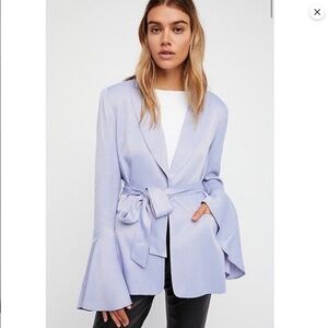 free people flared sleeve satin blazer XS